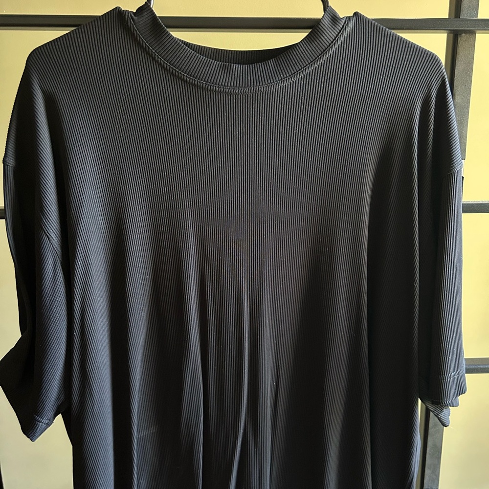 Men's Black Ribbed Short Sleeve T-Shirt